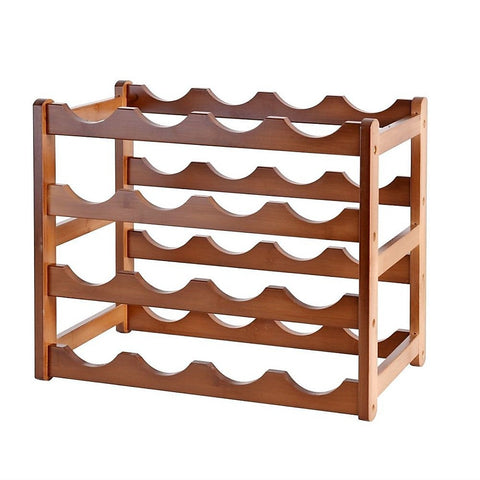 Randy & Travis Machinery Bamboo Stackable Modular Freestanding Countertop Wine Shelf Rack Racks