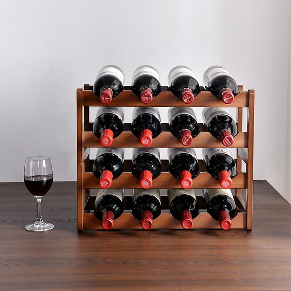 Randy & Travis Machinery Bamboo Stackable Modular Freestanding Countertop Wine Shelf Rack Racks