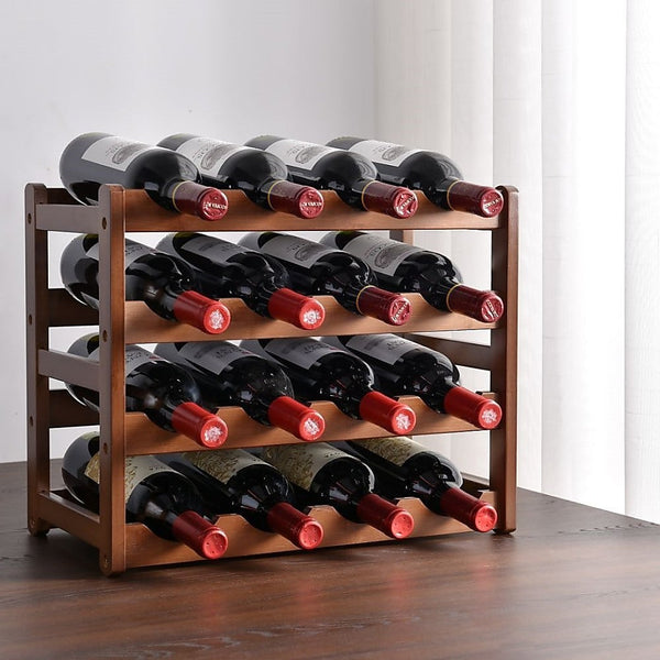 Randy & Travis Machinery Bamboo Stackable Modular Freestanding Countertop Wine Shelf Rack Racks