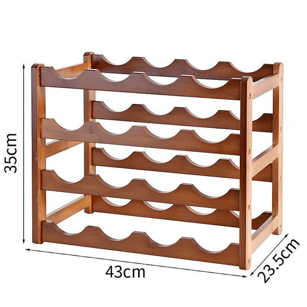 Randy & Travis Machinery Bamboo Stackable Modular Freestanding Countertop Wine Shelf Rack Racks