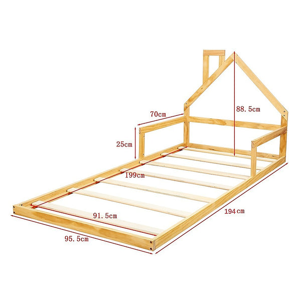 Palermo Pine Wood Floor Bed House Frame For Little One Single Bed Frames