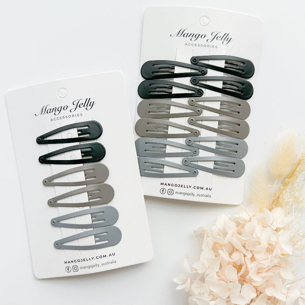 Essential Snap Hair Clips Black 12 Pieces Hair Accessories