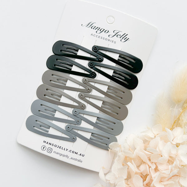 Essential Snap Hair Clips Black 12 Pieces Hair Accessories
