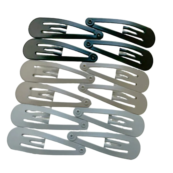 Essential Snap Hair Clips Black 12 Pieces Hair Accessories