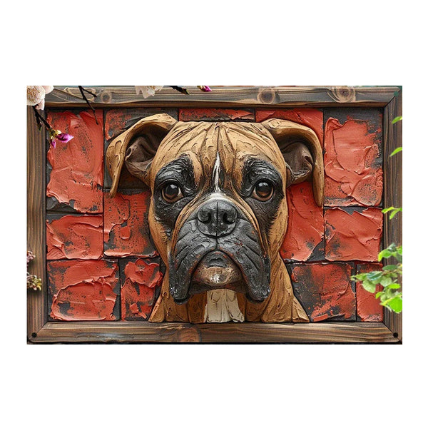 Nneoba Boxer Dog Aluminum 12X16in Decorative Print Wall Art