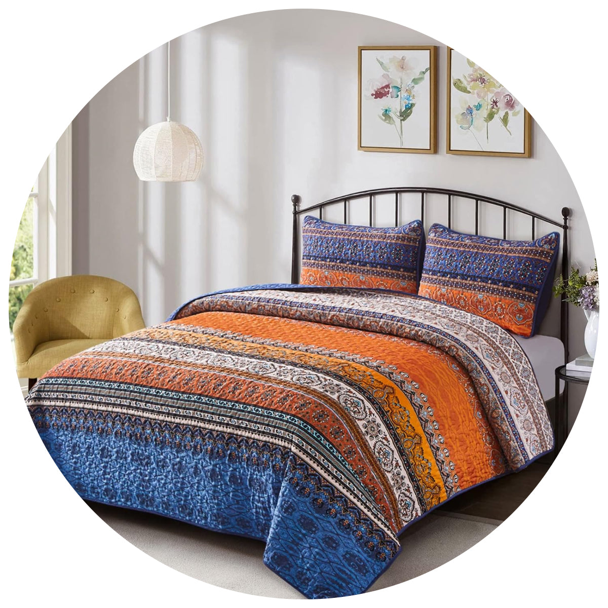 Exquisite Delicate Floral Classic 3 Pc Xl Bedspread & Pillow Cover Set Quilt Covers