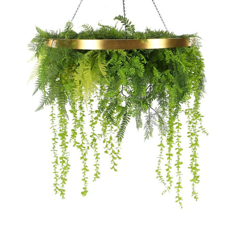 Designer Plants Imitation Gold Artificial Hanging Green Wall Disc 80Cm (Limited Edition) Uv Resistant Foliage Artificial Plants