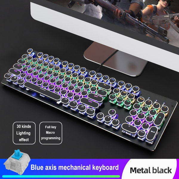 V800 Punk Blue Axis Rgb Mix Backlit 104Key Mechanical Keyboard Black Keyboards & Keypads