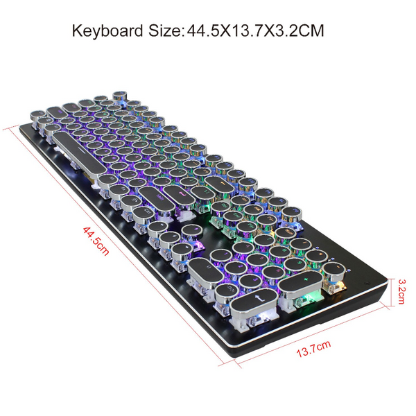 V800 Vintage Punk Blue Axis Rgb Mix Backlit 104Key Mechanical Keyboard Black