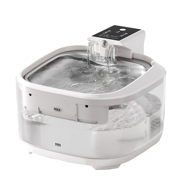 Elosung 4.5L Smart Pet Water Fountain With Dual Flow Stainless Steel White Design Dog Fountains