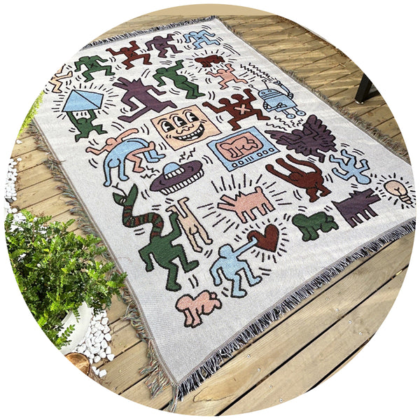 Elosung 1 Sets Of Bohemian Picnic Blanket Waterproof Camping Outdoor Rug Picnic Accessories
