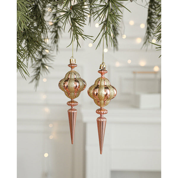 Set Of 10 Christmas Ornaments Gold & Rose Holiday Tree Decorations Seasonal Decorations