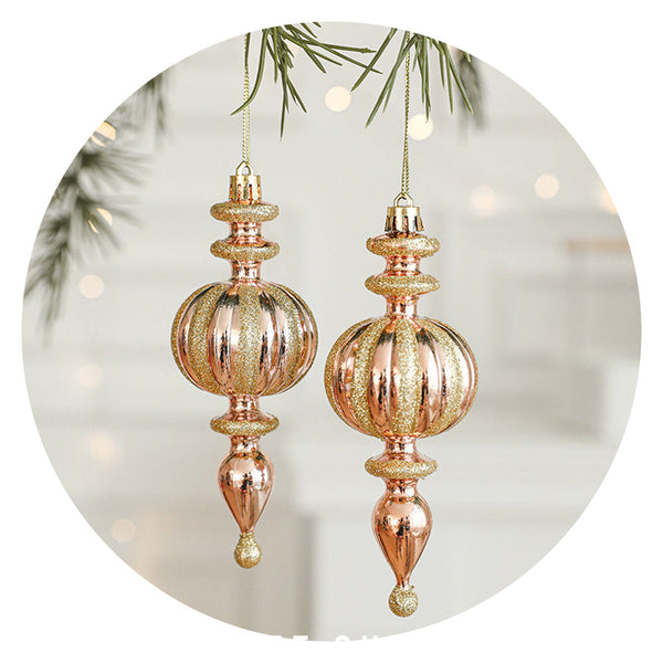 Set Of 10 Christmas Ornaments Gold & Rose Holiday Tree Decorations Seasonal Decorations