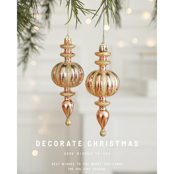 Set Of 10 Christmas Ornaments Gold & Rose Holiday Tree Decorations Seasonal Decorations