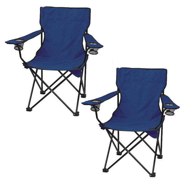 Elosung Blue Folding With Armrests Cup Holder 2 Pack Camping Chairs