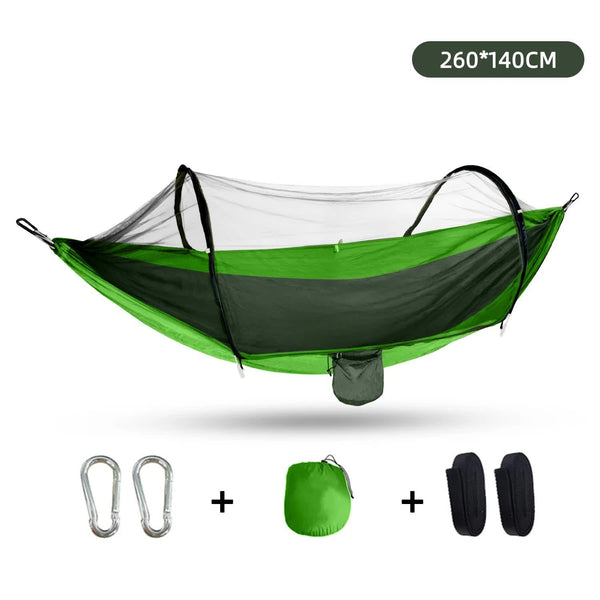 Outdoor Camping Hammock With Mosquito Net Lightweight 260X140cm Portable Travel & Hiking Gear Green Hammocks