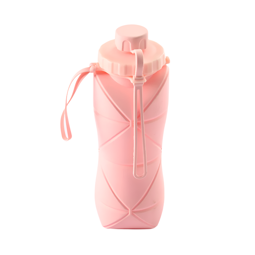 Elosung Pink 600Ml Silicone Folding Water Bottle Eco Friendly Collapsible Travel Bottle600ml Water Bottles