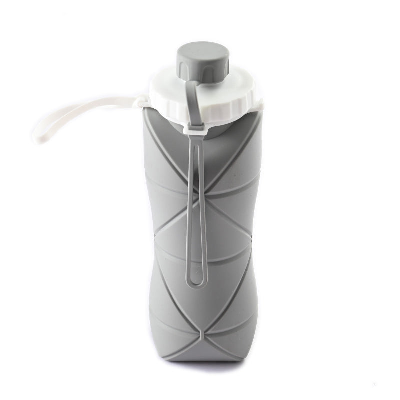 Grey 600Ml Silicone Folding Water Bottle Eco Friendly Collapsible Travel Water Bottles