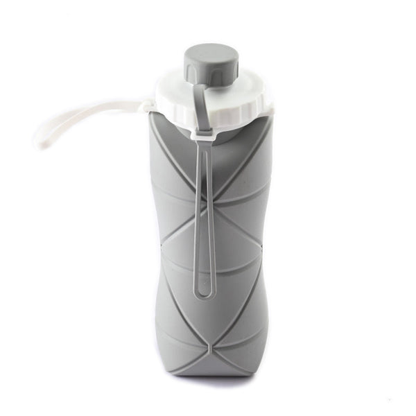 Grey 600Ml Silicone Folding Water Bottle Eco Friendly Collapsible Travel Water Bottles