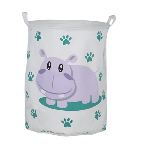 Hippo Canvas Laundry Storage Basket With Adorable Animal Designs Laundry Baskets & Hampers