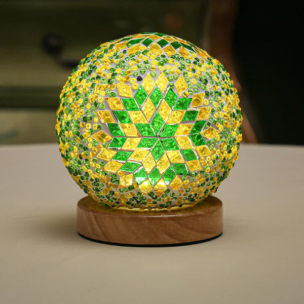 Green Handmade Mosaic Glass Lamp Vibrant Decorative Table Light Lamps