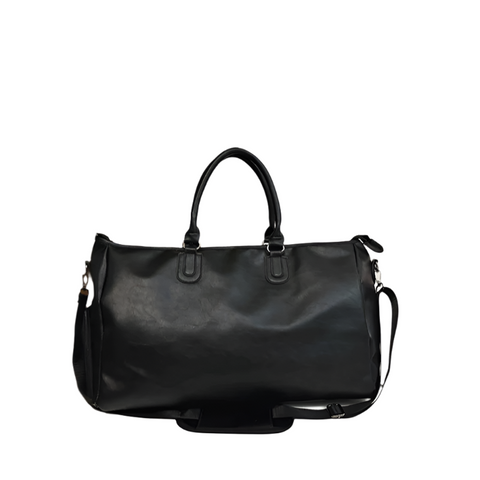 Elosung Black Solid Color Unisex Large Capacity Fitness Bag Leather Sports Crossbody Travel Gym And Luggage Handbag Women's Bags & Handbags