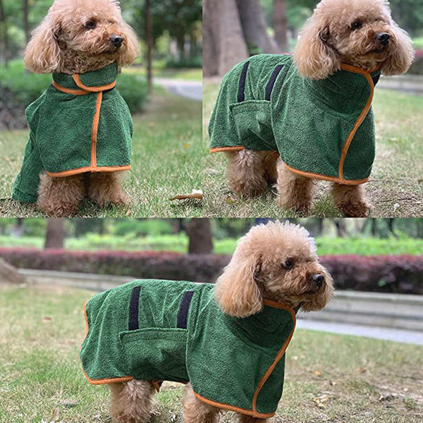 Elosung L Green Pet Dog Quick Dry Bathrobe Absorbent Towel Robe For Medium And Large Dogs Dog Grooming