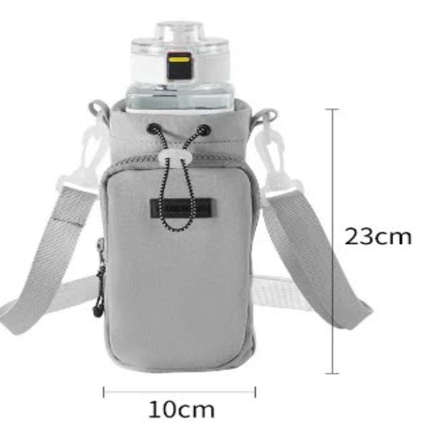 Elosung Grey Outdoor Water Bag With Shoulder Strap Nylon Waterproof Material 121G Lightweight 23Cm Height For Travel And Hiking(Water Cup Not Included
