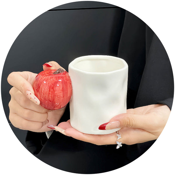 Red Apple Creative Fruit Ceramic Mug Aaa Adorable Handle Design 280Ml Couple Cups Perfect Gift For Birthdays Or Valentineaaas Day Mugs