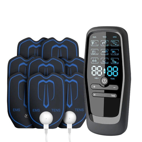 Elosung Dual Output Ems / Tens Massage Device With 9 Modes And Type C Charging 8 Adhesive Pads Massagers