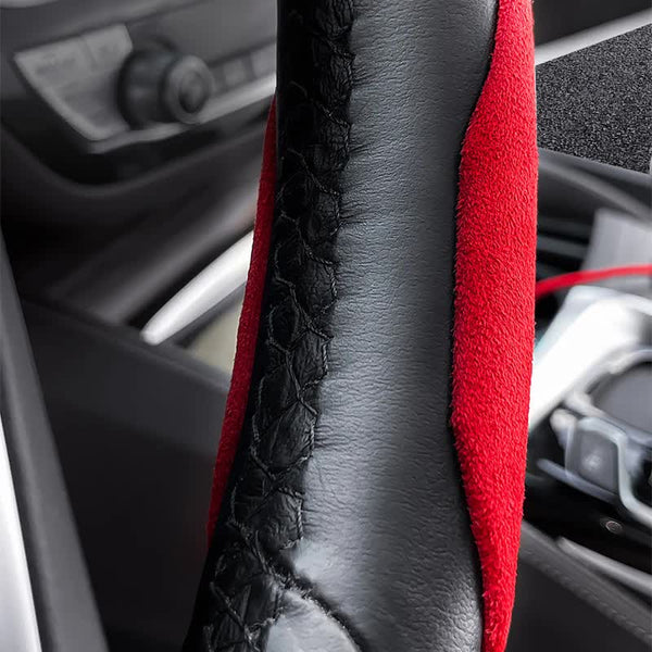 2 Pcs Red Steering Wheel Cover Soft And Comfortable Fits 38Cm Diameter Wheels Steering Wheel Covers
