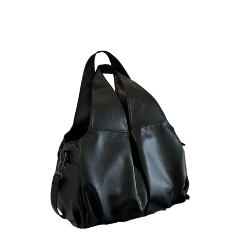 Black Large Capacity Soft Leather Tote Shoulder Crossbody Bag Women's Bags & Handbags