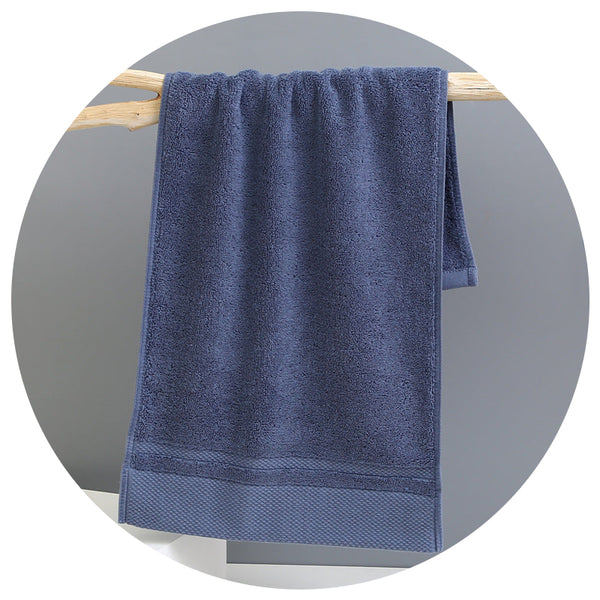 Elosung Blue Cotton Face Towel Set 3 Piece Thick Absorbent Soft Towels Towels & Washcloths