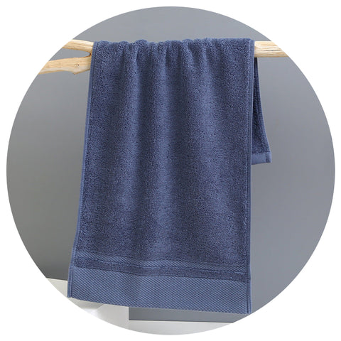 Elosung Blue Cotton Face Towel Set 3 Piece Thick Absorbent Soft Towels Towels & Washcloths