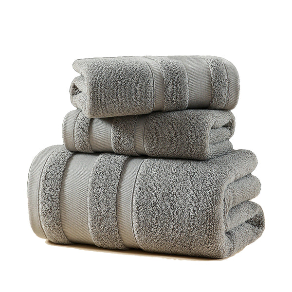 Elosung Grey Luxury 3 Piece 100% Cotton Towel Set Bath Hand And Face Towels Towels & Washcloths