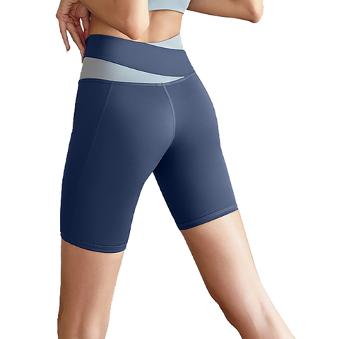 Xl Purple Color Block High Waist Yoga Shorts Seamless Scrunch Butt Anti Chafing Workout Activewear Shorts