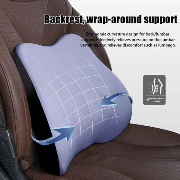 Green Memory Foam Car Seat Neck And Lumbar Support Set Ergonomic Cushion For Office Home Driving Headrests
