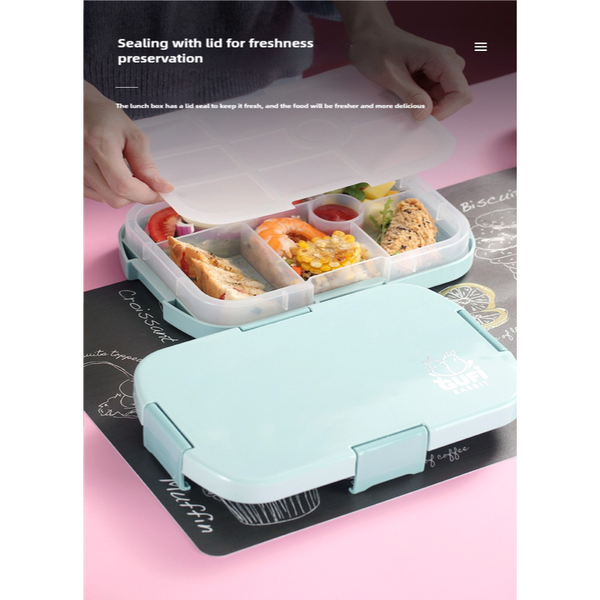 Blue Kids' Lunch Box With Compartments Bpa Free Microwave Safe Bento For School Meals Lunchboxes & Bags