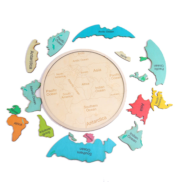 Colourful World Map Puzzle 7 Continents Educational Geography Toy For Kids Puzzles