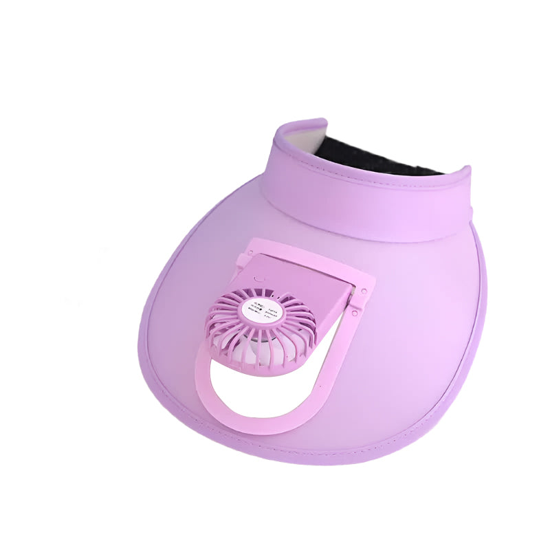 Purple Uv Protection Usb Rechargeable Fan Hat 3 Speed Large Brim Hats
