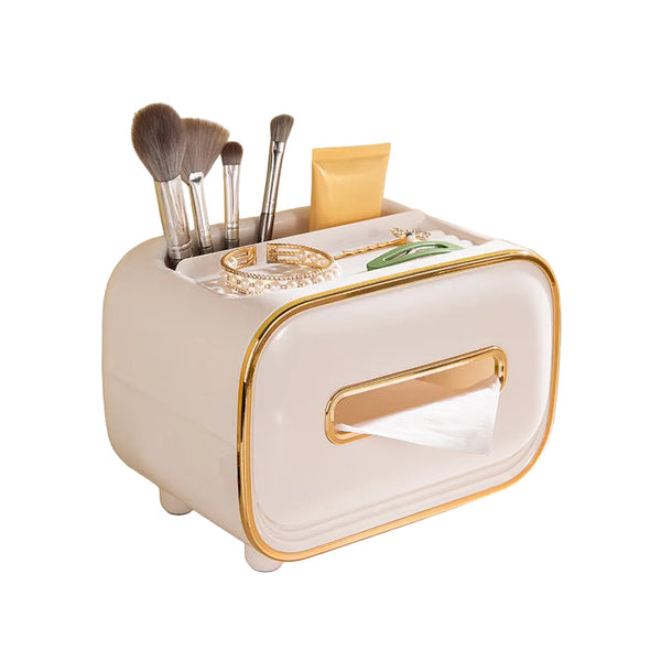 White Pet Luxury Tissue Box Multifunctional Desktop Paper Towel Organizer For Home And Living Room Tissue Box Covers
