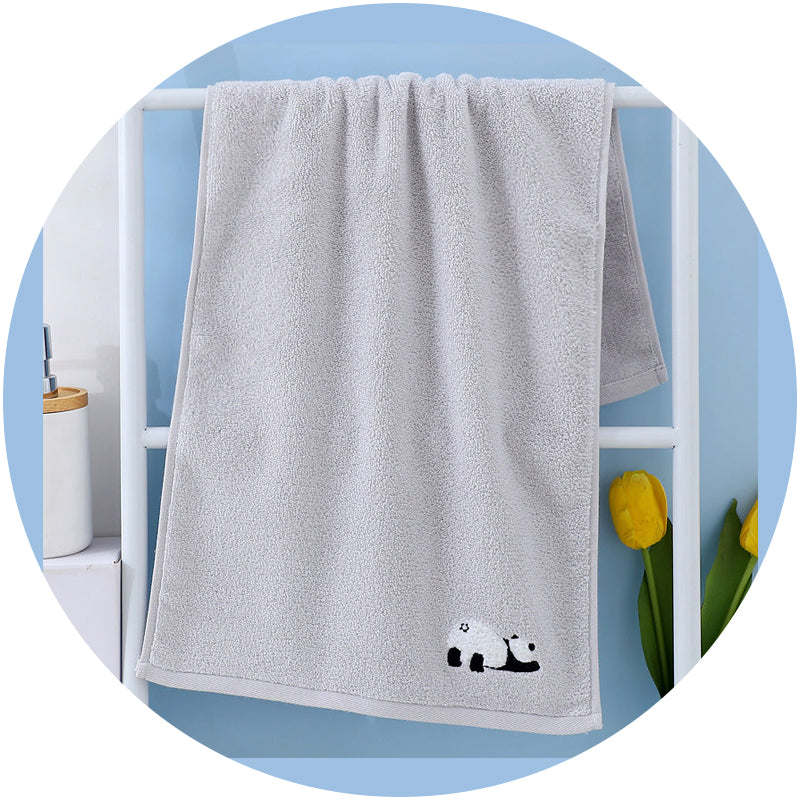 Elosung 2 Pcs Grey Panda Print Soft Cotton Hand Towel Super Absorbent Mini Towels 34X75cm Gym Towels