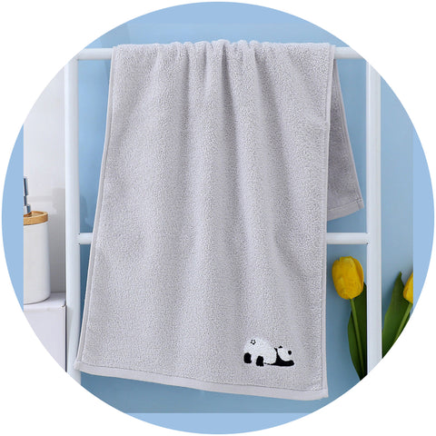 Elosung 2 Pcs Grey Panda Print Soft Cotton Hand Towel Super Absorbent Mini Towels 34X75cm Gym Towels