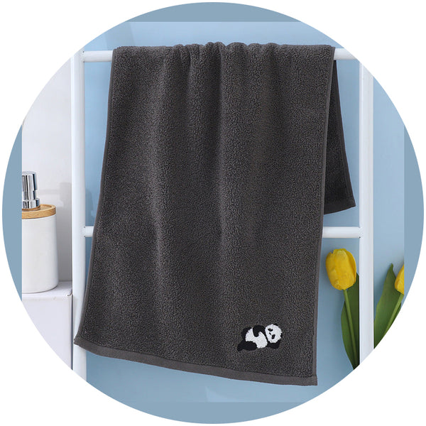 Elosung 2 Pcs Dark Grey Panda Print Soft Cotton Hand Towel Super Absorbent Mini Towels 34X75cm Gym Towels