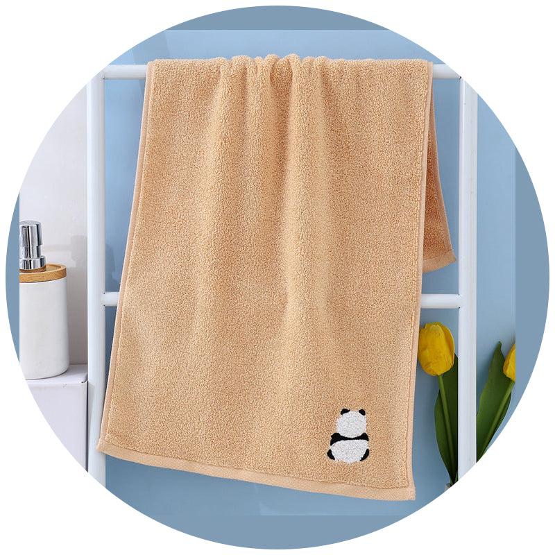 Elosung 2 Pcs Khaki Panda Print Soft Cotton Hand Towel Super Absorbent Mini Towels 34X75cm Gym Towels