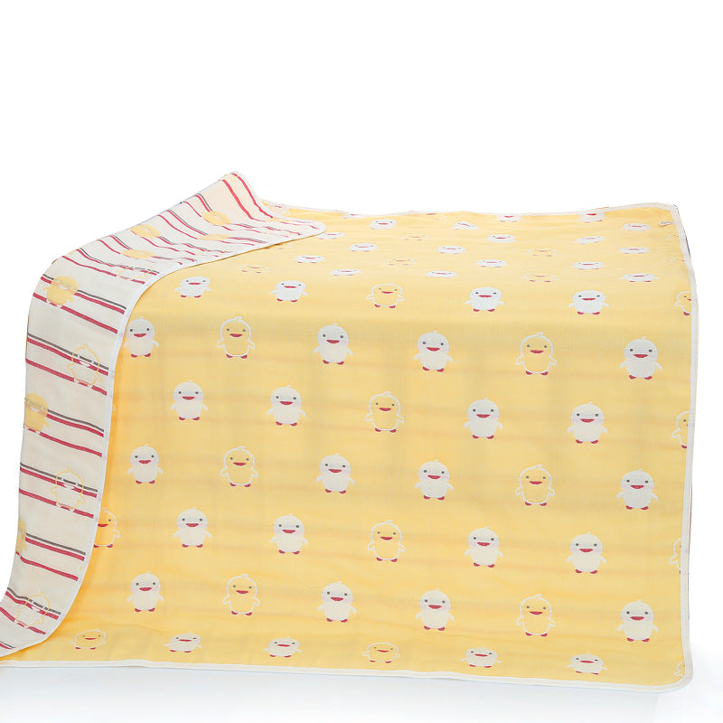 Elosung Yellow Chick 6 Layer Muslin Little One Blanket Soft Cotton For Infants And Toddlers 110X110 Cm Blankets & Throws