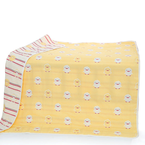 Elosung Yellow Chick 6 Layer Muslin Little One Blanket Soft Cotton For Infants And Toddlers 110X110 Cm Blankets & Throws