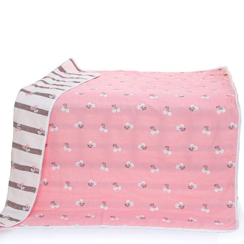 Elosung Pink Cherry 6 Layer Muslin Blanket Soft Cotton For Little One 110X110 Cm Blankets & Throws