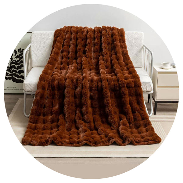 Dark Brown 130X160cm Plush Toscana Rabbit Hair Throw Blanket Soft Flannel Fleece Couch Bed Blankets