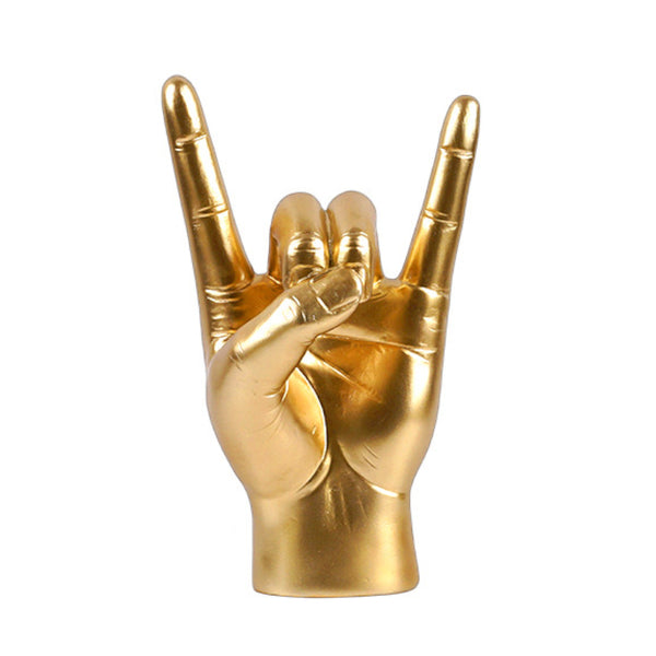 Gold Right Hand Resin Rock And Roll Hand Figurine Stylish Desk And Living Room Decor Sculptures & Figurines